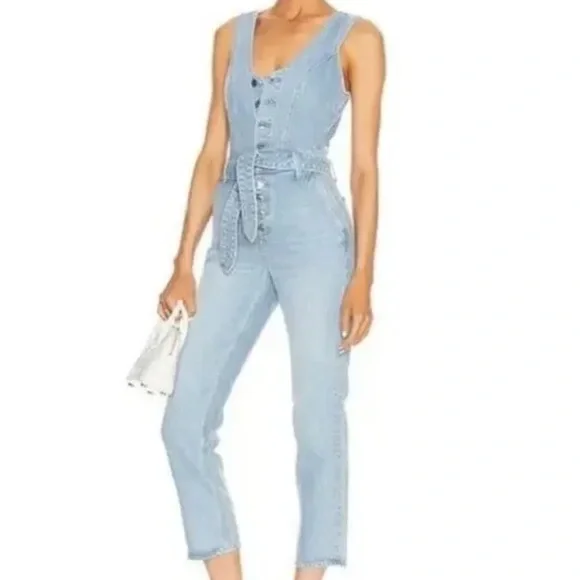 GRLFRND Amaya Belted Jumpsuit “Someone New” Light Wash Denim. Size XS - Picture 11 of 15